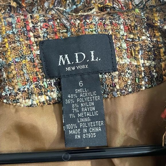 M.D.L. New York Tan Tweed Fringe Blazer - Picture 10 of 10